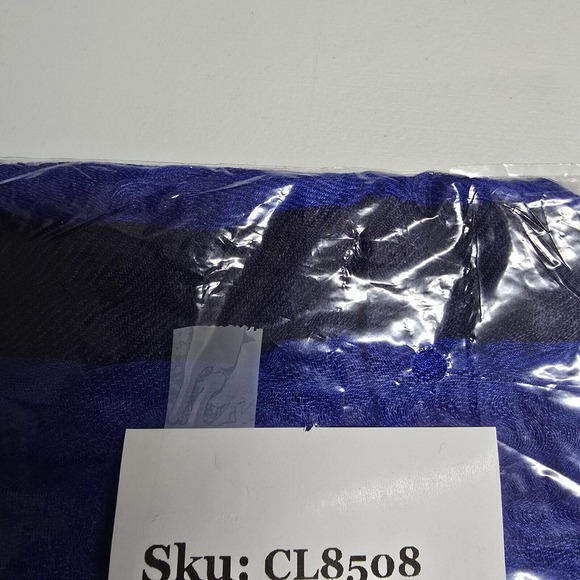 Habitat Clothes To Live In Royal Blue Striped Linen Modal Scarf Coastal Resort - Picture 7 of 7